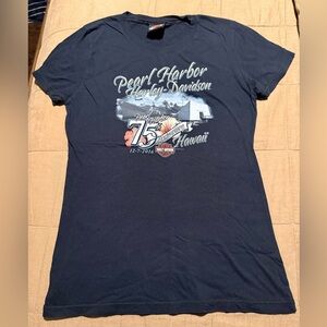 Harley-Davidson Black Pearl Harbor 75th Anniversary Woman’s Tee, Size Small